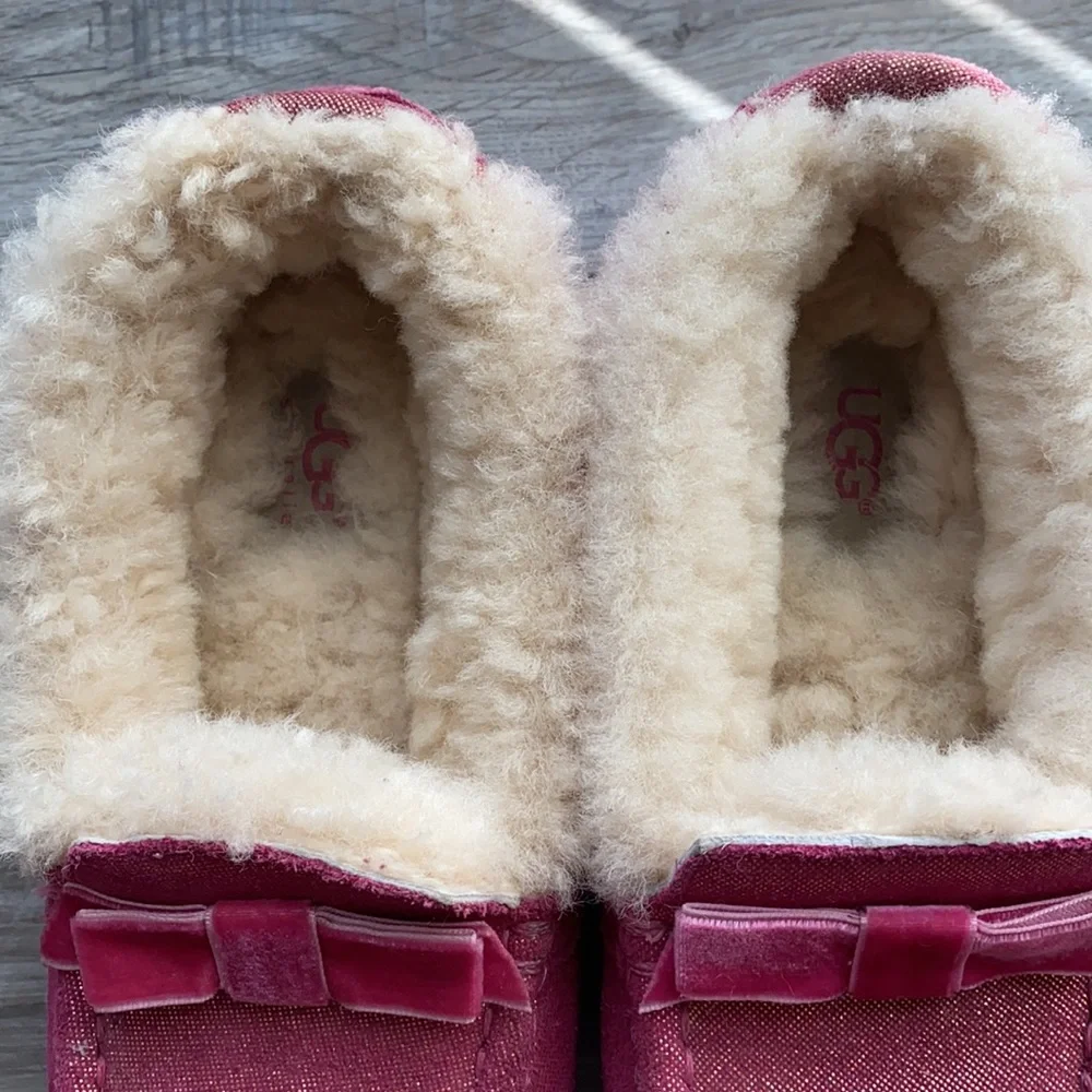 Like new! UGG Size 3 pink slip on shoes, rubber flexible sole, OUTSIDE or INSIDE